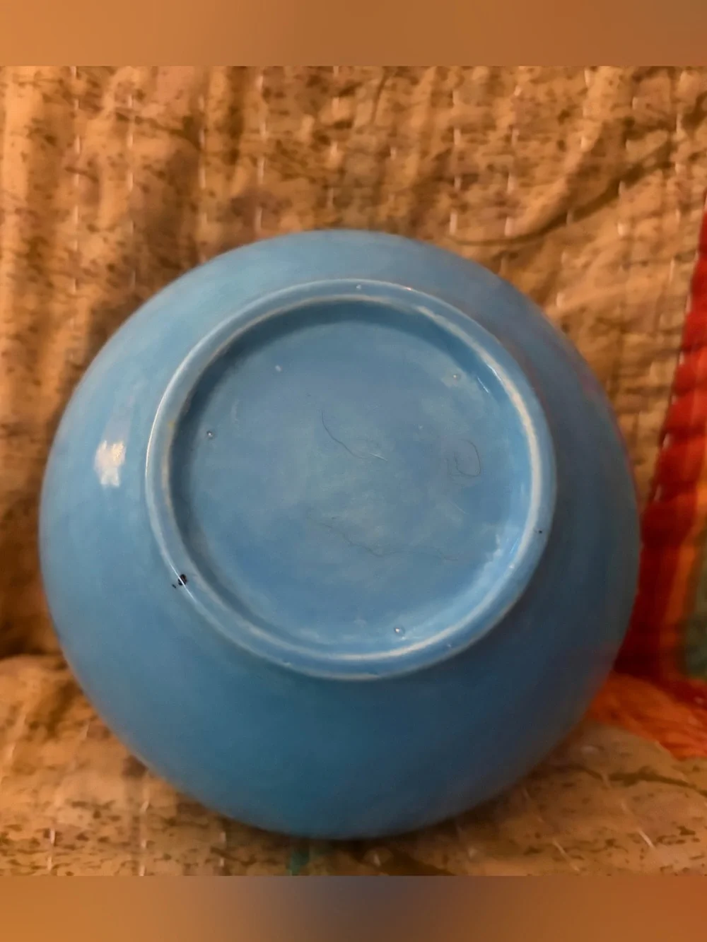 Blue Pisces Bowl with Orange Koi Ceramic 5.75” Zodiac Astrology